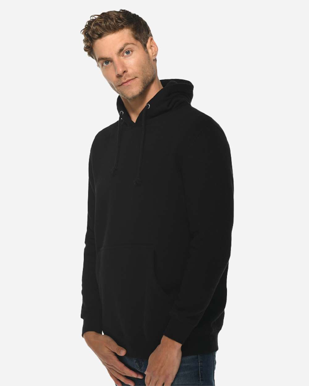 Unisex Heavyweight Pullover Hooded Sweatshirt - OnModelSide - B500C9502 - Black