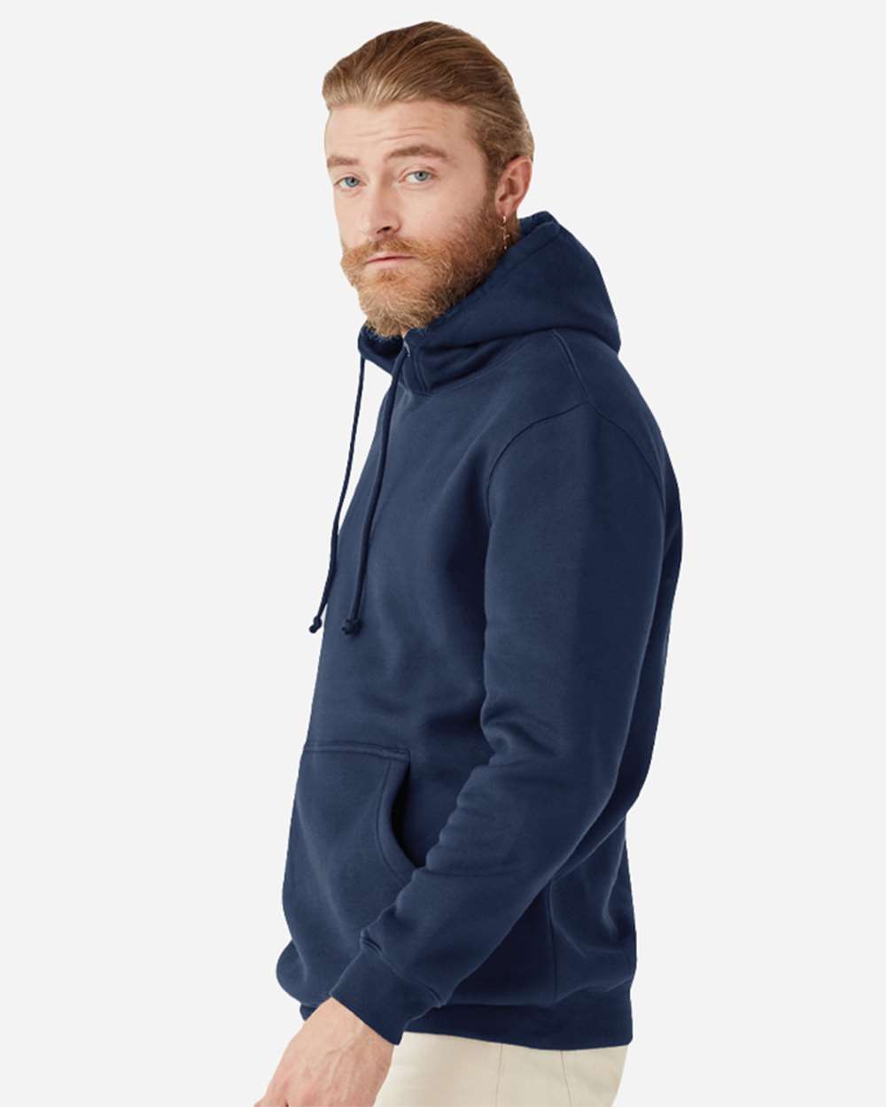 Unisex Heavyweight Pullover Hooded Sweatshirt - OnModelSide - B500C9652 - Navy