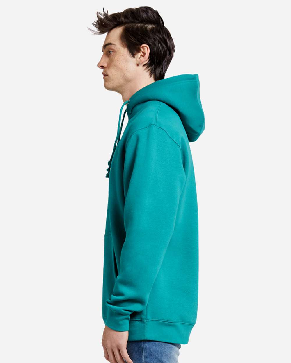 Unisex Heavyweight Pullover Hooded Sweatshirt - OnModelSide - B500C9722 - Teal