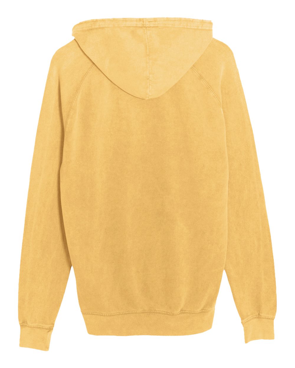 Unisex Vintage Raglan Hooded Sweatshirt - Back - B502C9122 - Vintage Mustard