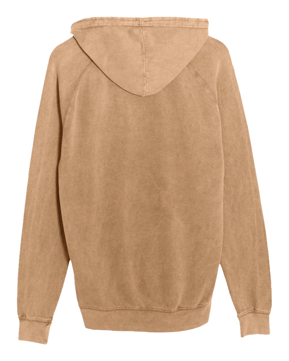 Unisex Vintage Raglan Hooded Sweatshirt - Back - B502C9612 - Vintage Camel