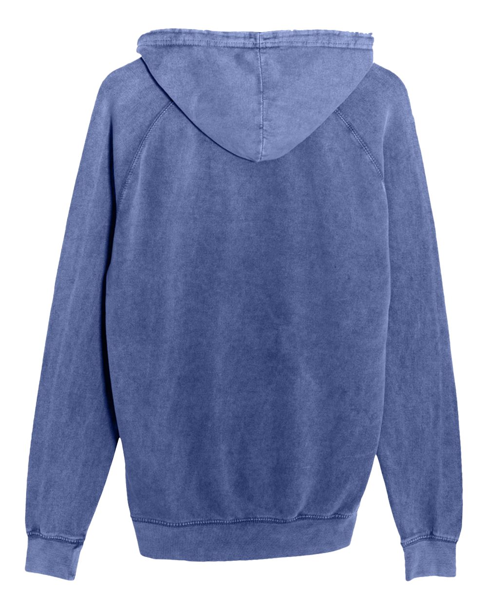 Unisex Vintage Raglan Hooded Sweatshirt - Back - B502C9652 - Vintage Denim