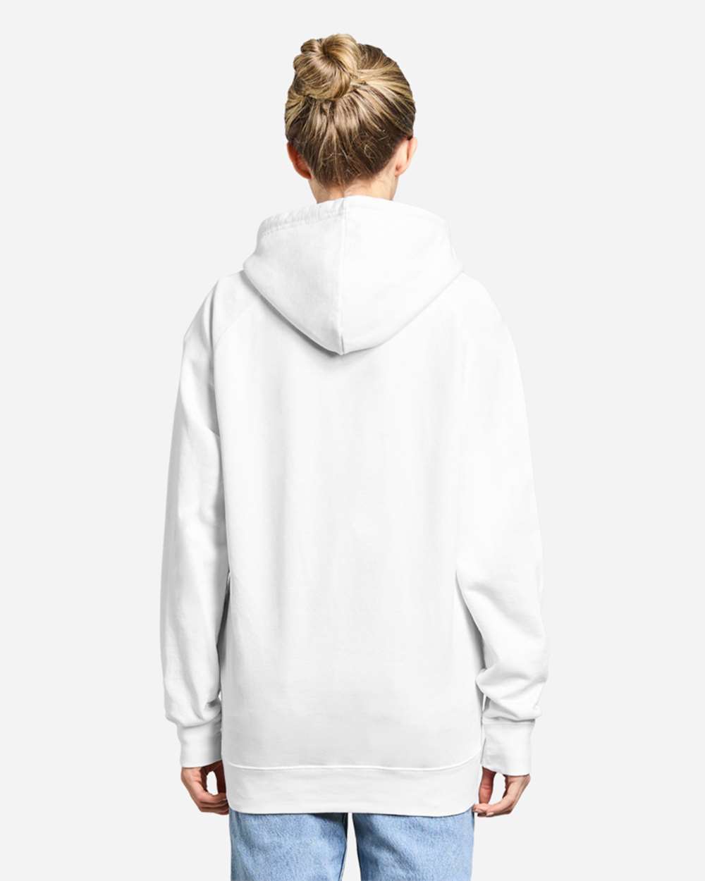 Unisex Vintage Raglan Hooded Sweatshirt - OnModelBack - B502C9002 - Vintage White