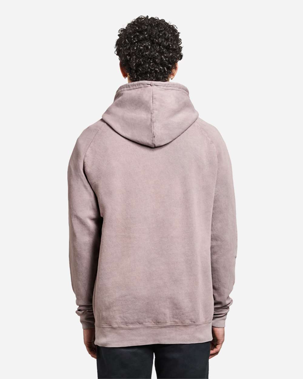 Unisex Vintage Raglan Hooded Sweatshirt - OnModelBack - B502C9092 - Vintage Zinc