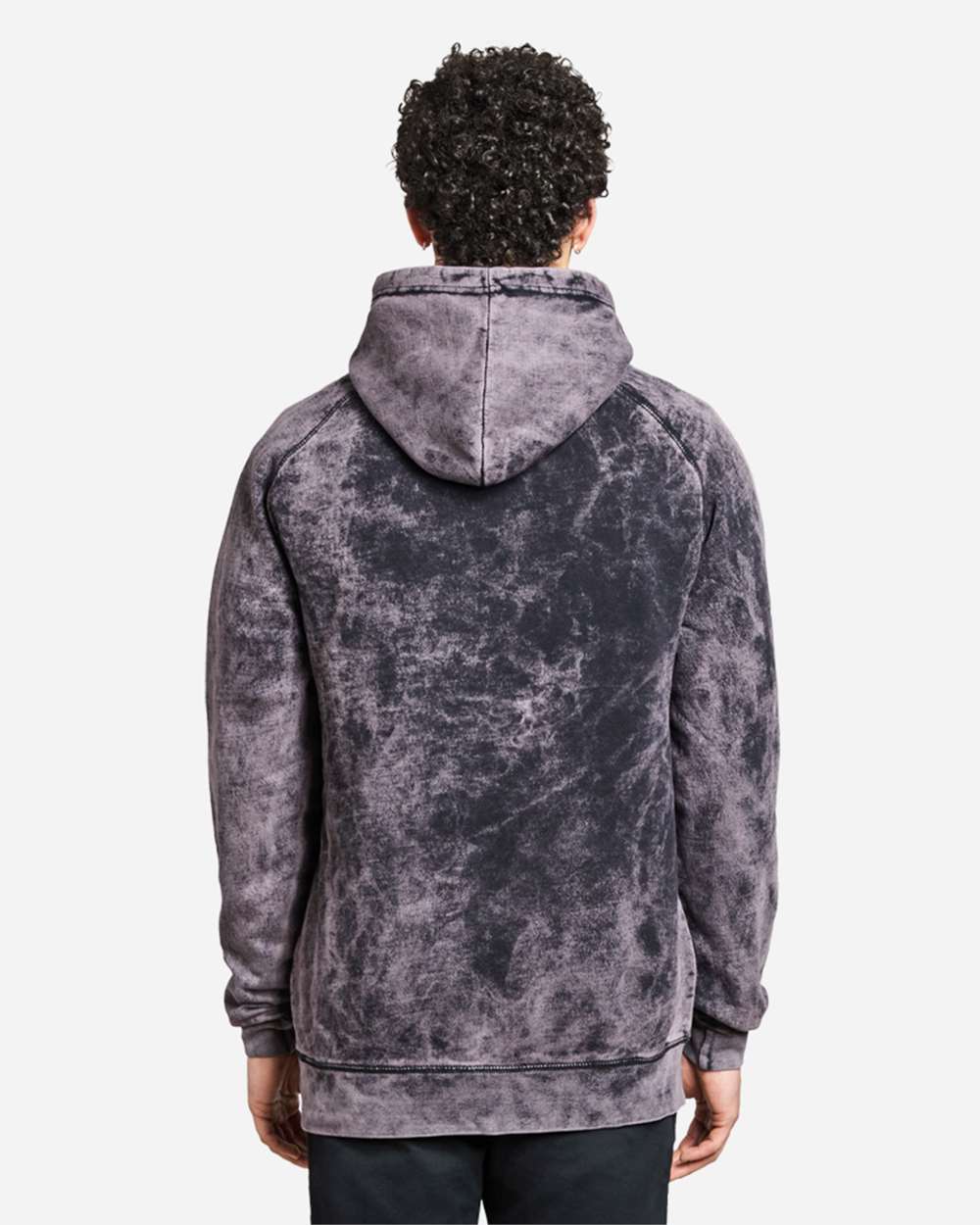Unisex Vintage Raglan Hooded Sweatshirt - OnModelBack - B502C9502 - Cloud Black