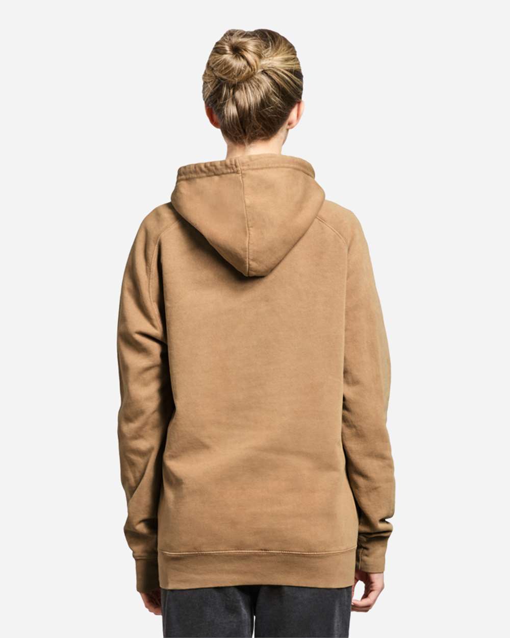 Unisex Vintage Raglan Hooded Sweatshirt - OnModelBack - B502C9612 - Vintage Camel