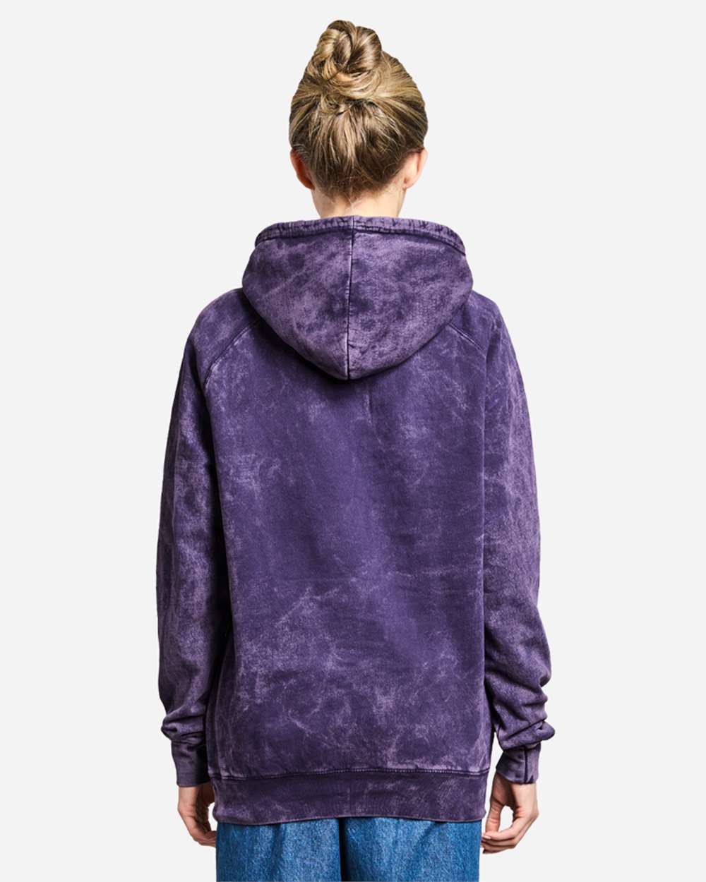 Unisex Vintage Raglan Hooded Sweatshirt - OnModelBack - B502C9672 - Cloud Purple