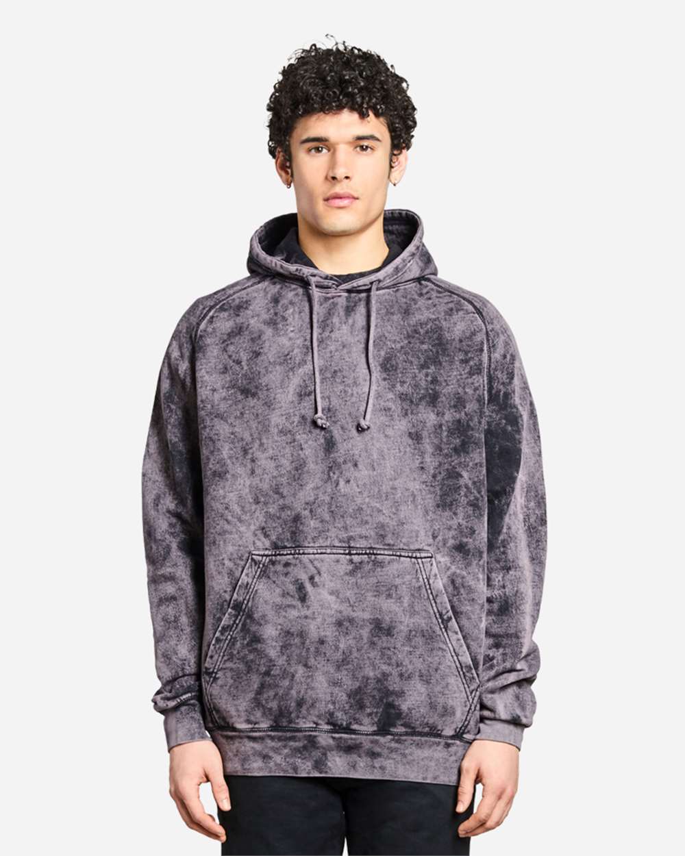 Unisex Vintage Raglan Hooded Sweatshirt - OnModelFront - B502C9502 - Cloud Black
