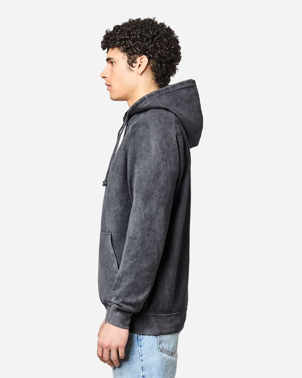 Unisex Vintage Raglan Hooded Sweatshirt - OnModelSide - B502C9102 - Vintage Black