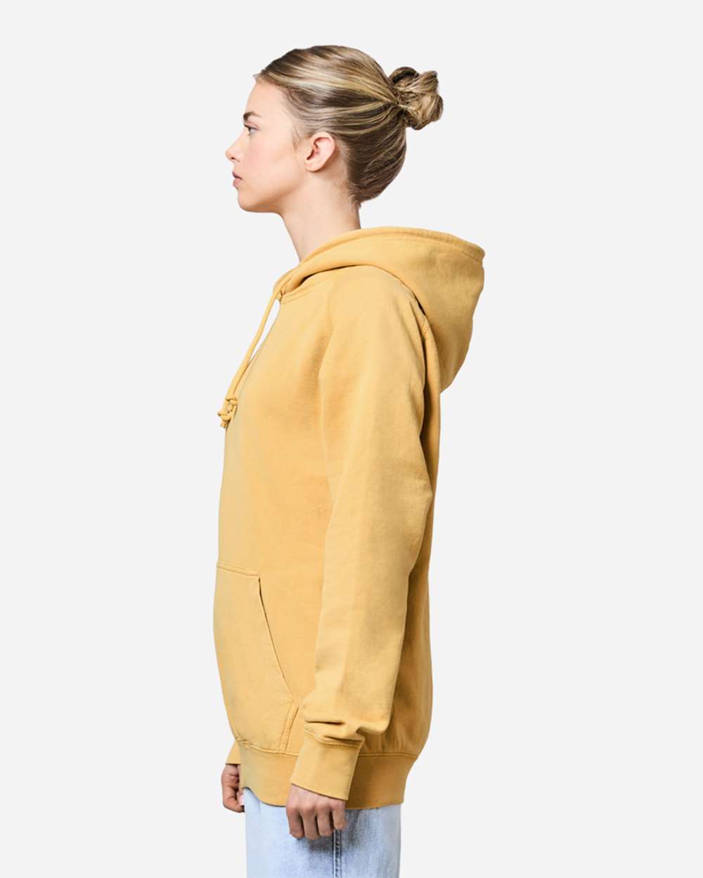Unisex Vintage Raglan Hooded Sweatshirt - OnModelSide - B502C9122 - Vintage Mustard