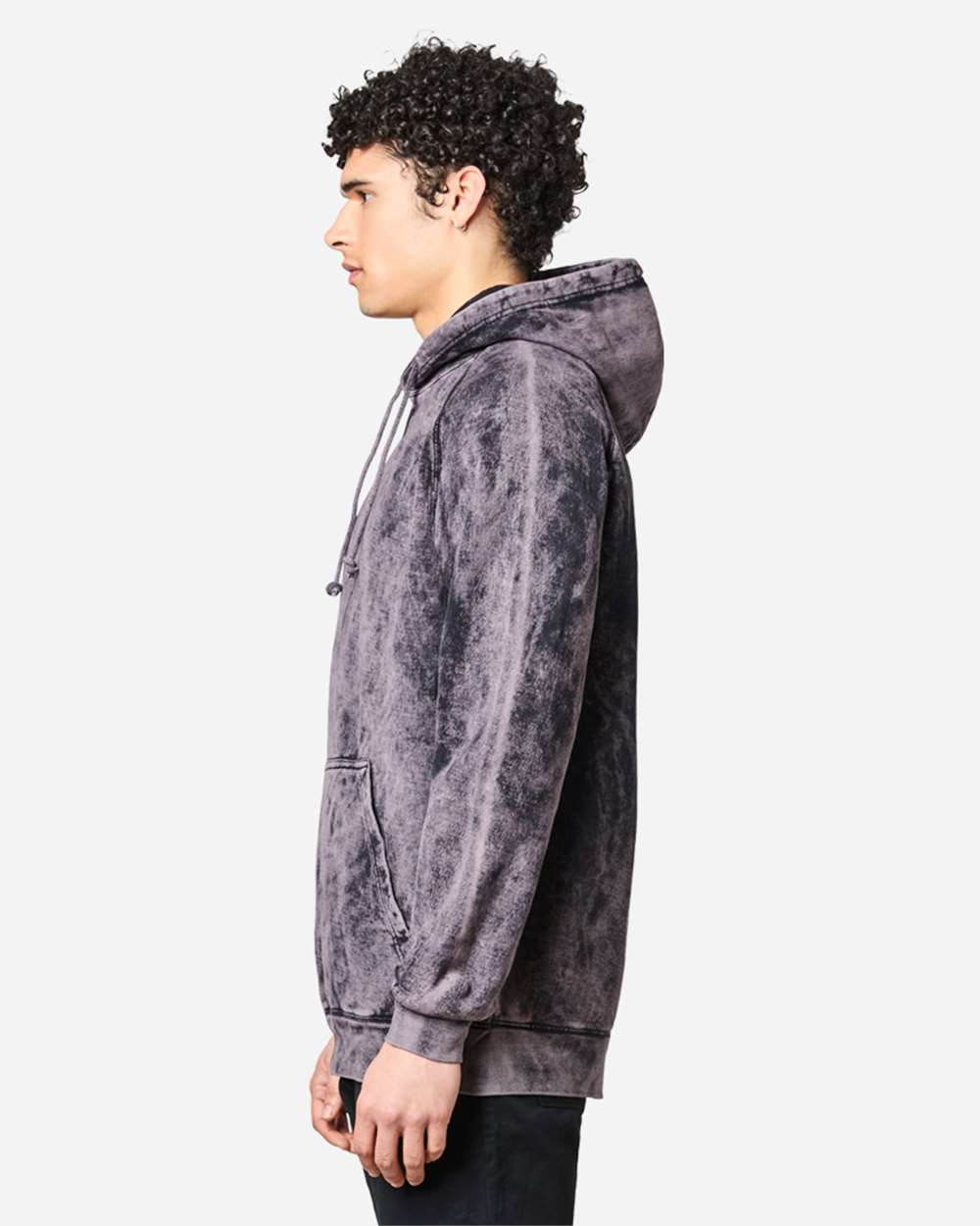 Unisex Vintage Raglan Hooded Sweatshirt - OnModelSide - B502C9502 - Cloud Black