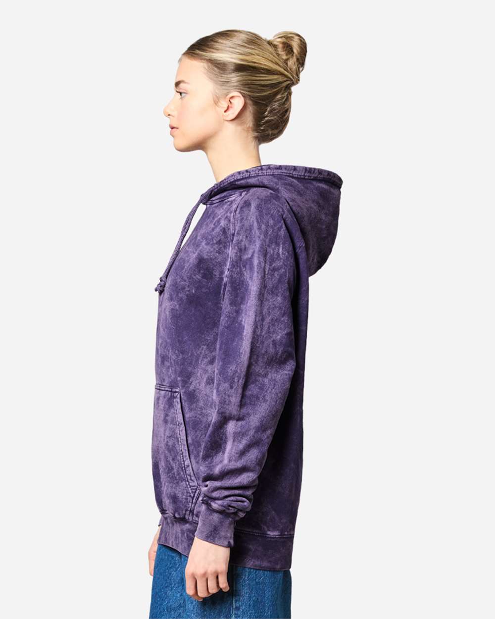Unisex Vintage Raglan Hooded Sweatshirt - OnModelSide - B502C9672 - Cloud Purple