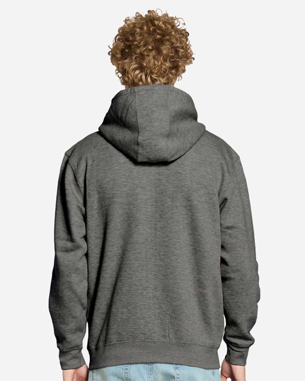 Unisex Premium Full-Zip Hooded Sweatshirt - OnModelBack - B488C9592 - Charcoal Heather