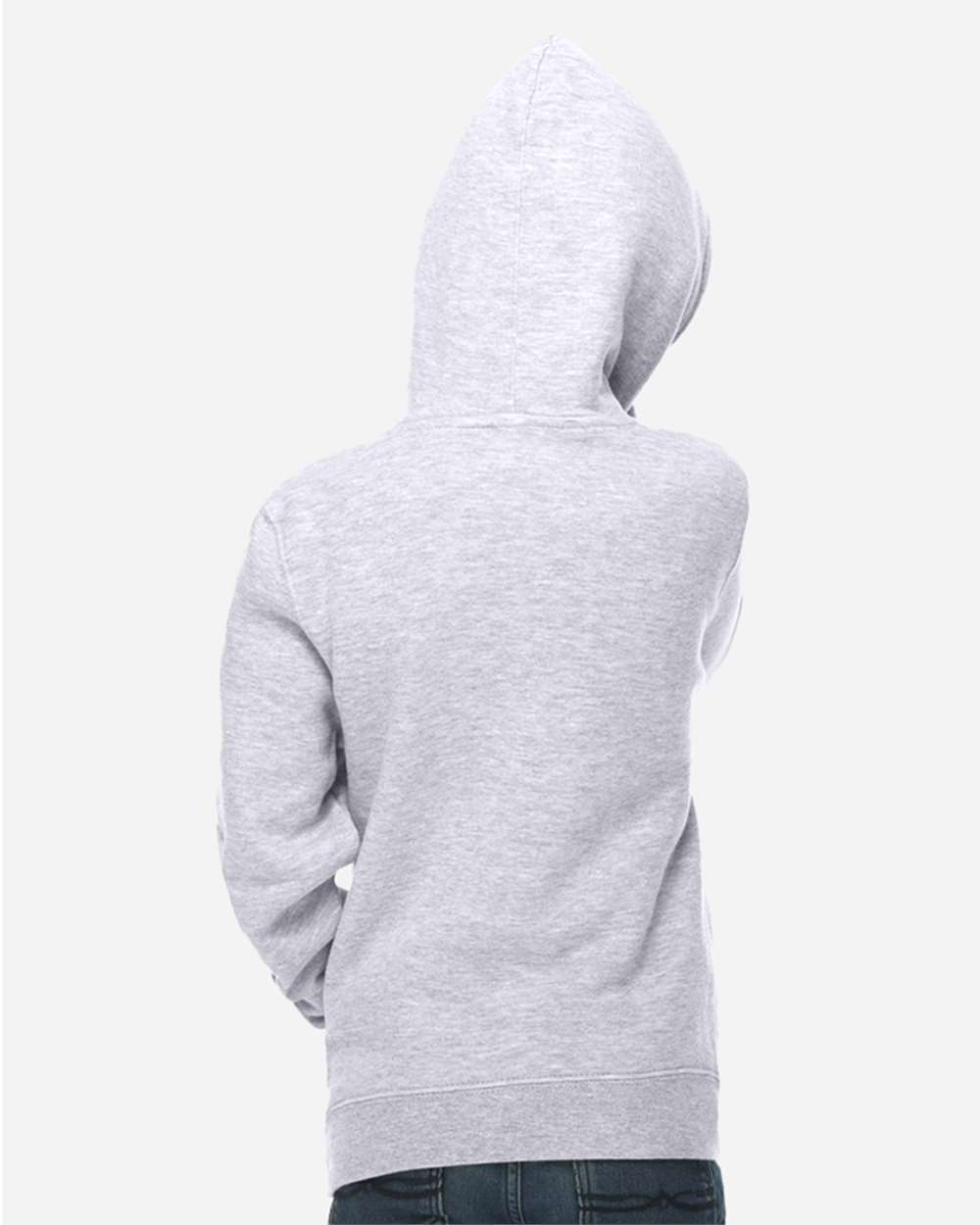 Youth Premium Pullover Hooded Sweatshirt - OnModelBack - B490C9092 - Heather Grey