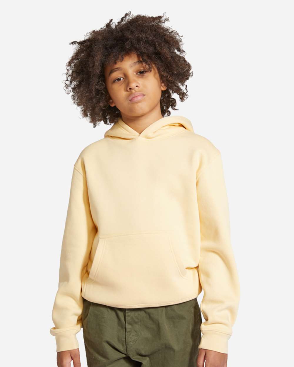 Youth Premium Pullover Hooded Sweatshirt - OnModelFront - B490C9402 - Pina Colada