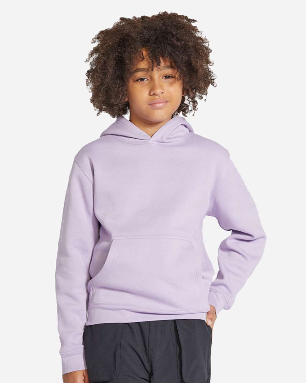Youth Premium Pullover Hooded Sweatshirt - OnModelFront - B490C9672 - Lilac