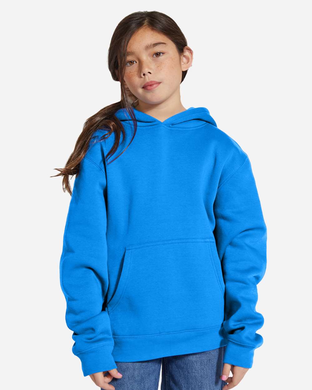 Youth Premium Pullover Hooded Sweatshirt - OnModelFront - B490C9752 - True Royal