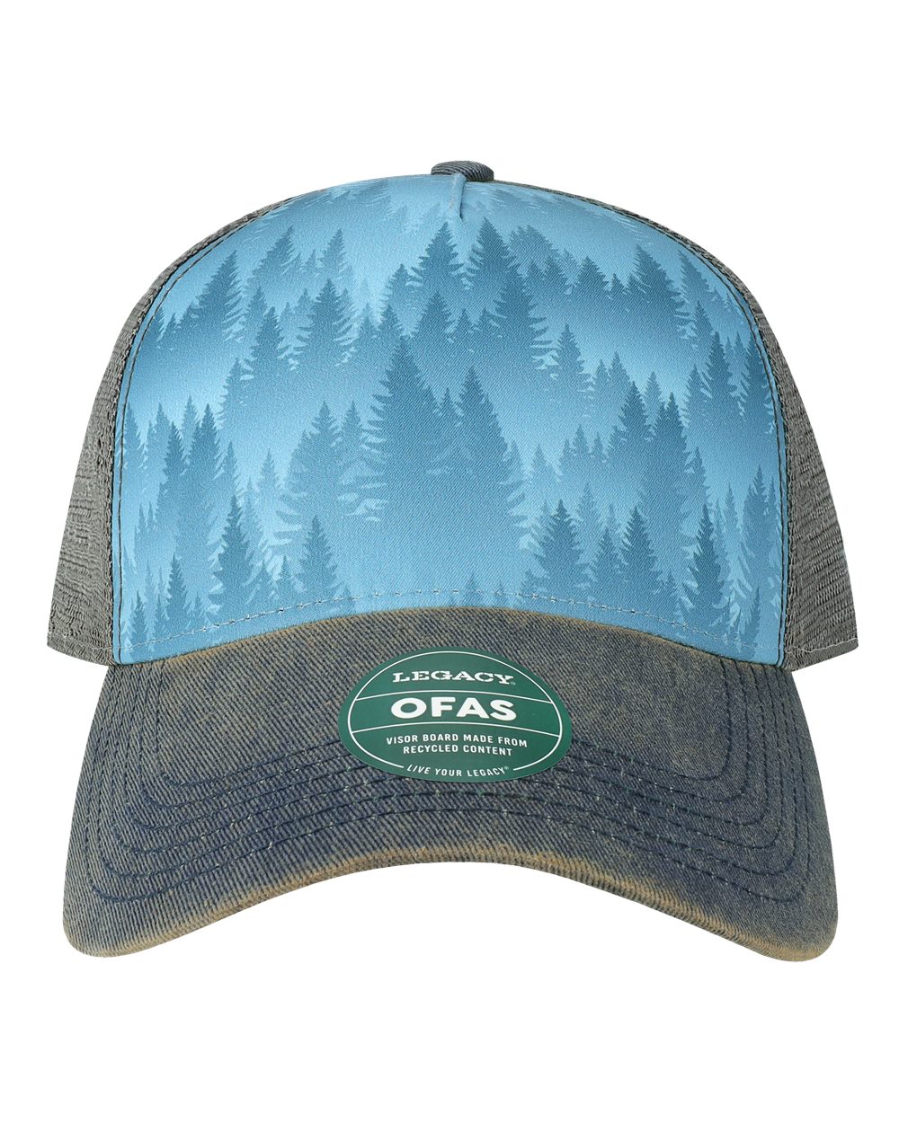 Old Favorite Five-Panel Trucker Cap - Front - B93695250 - Blue Pines