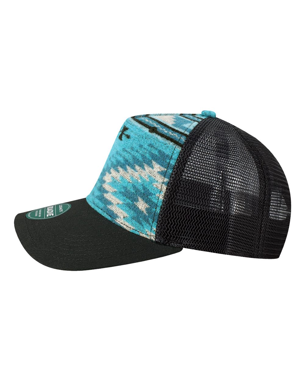 Five-Panel Trucker Cap - DirectSide - B93795170 - Aqua Aztec/ Black