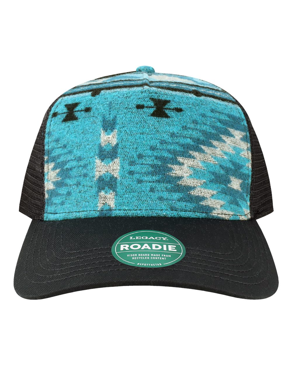 Five-Panel Trucker Cap - Front - B93795170 - Aqua Aztec/ Black