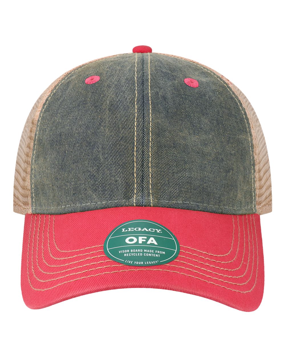 Old Favorite Trucker Cap - Front - B57295630 - Navy/ Dark Pink