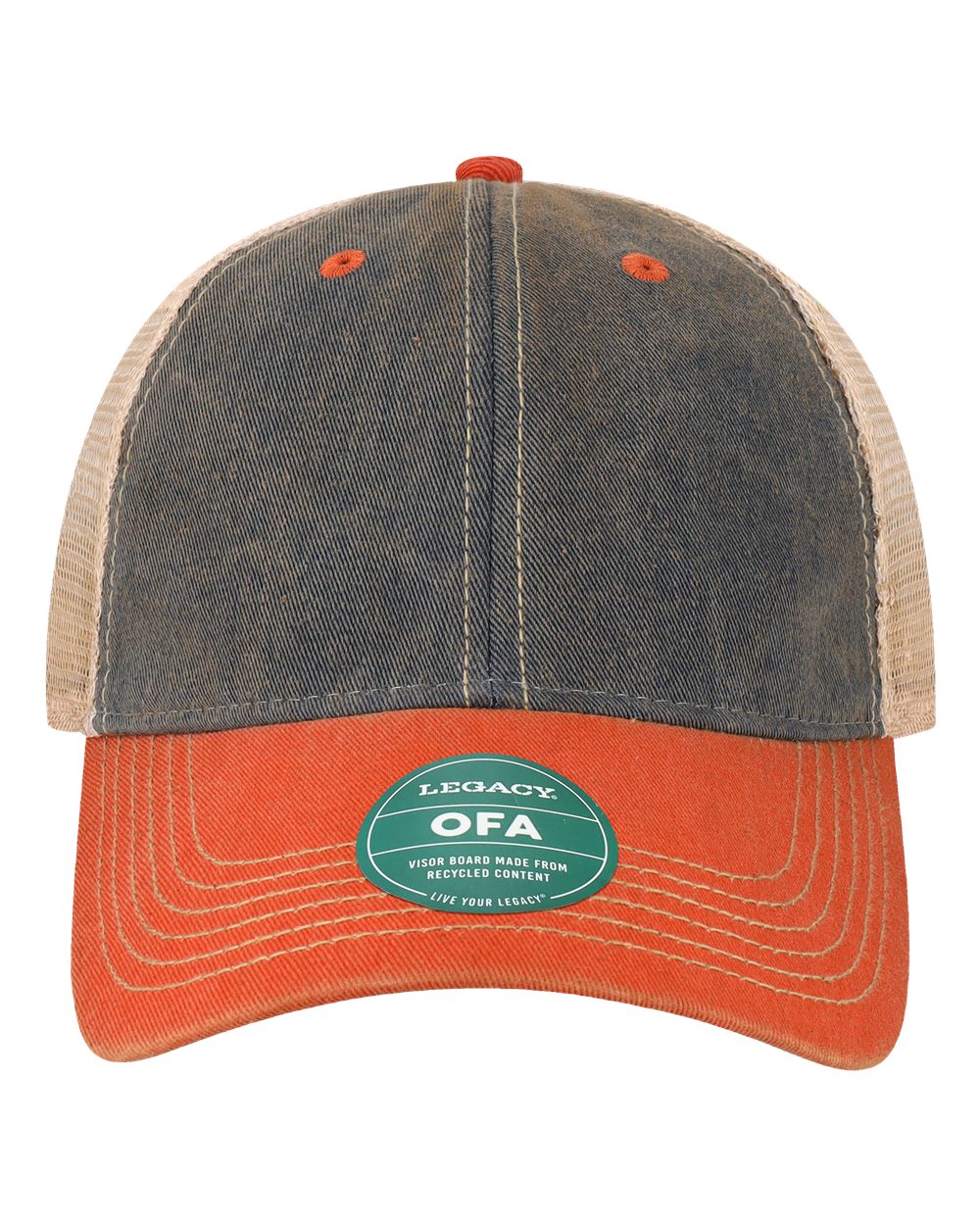 Old Favorite Trucker Cap - Front - B57295800 - Navy/ Orange/ Khaki