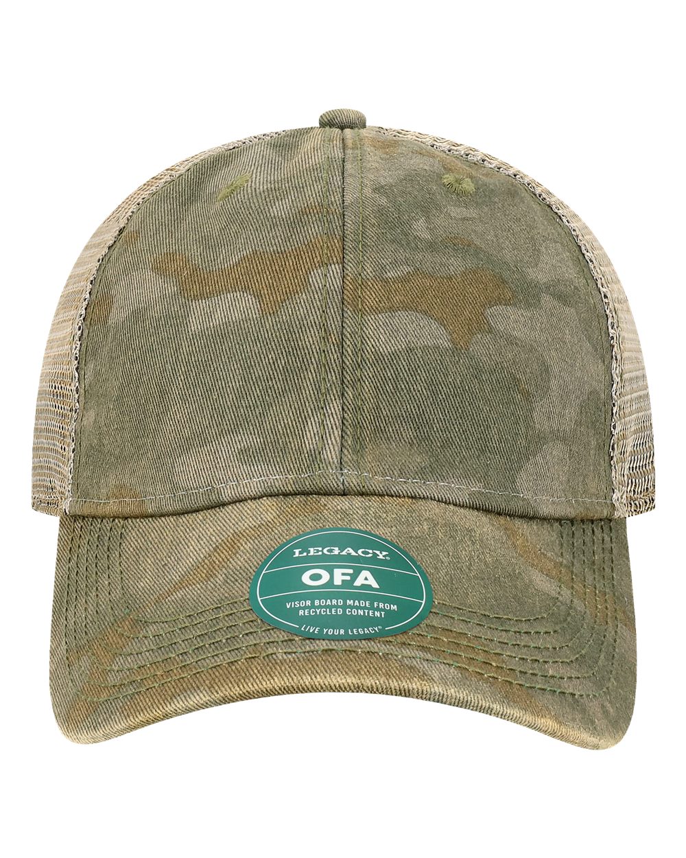Old Favorite Trucker Cap - Front - B57295960 - Green Field Camo/ Java