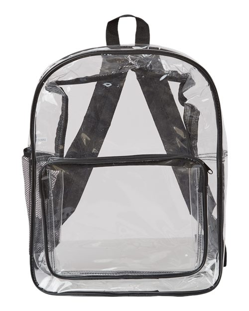 Large 17" Heavy Duty Clear Backpack - Front - B00966500 - Black