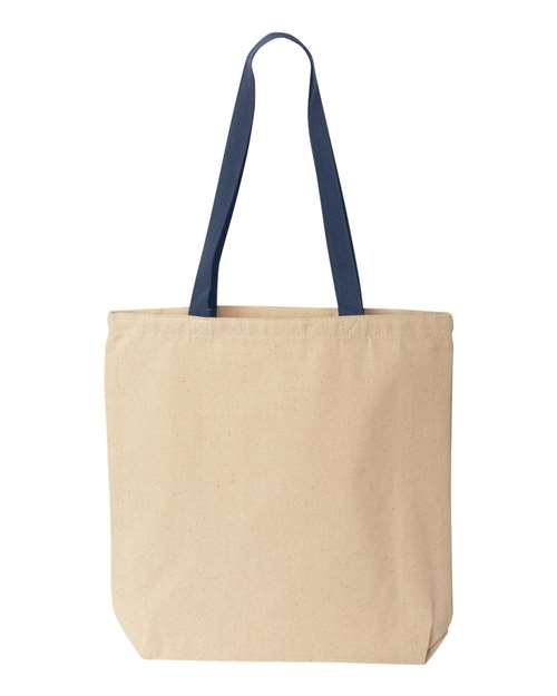 Natural Tote with Contrast-Color Handles - Back - B73066650 - Natural/ Navy