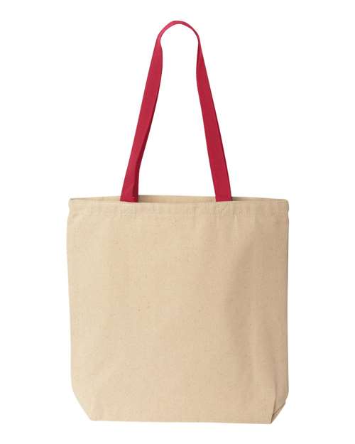Natural Tote with Contrast-Color Handles - Back - B73066700 - Natural/ Red