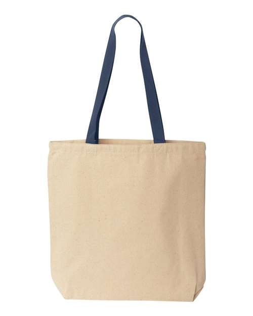 Natural Tote with Contrast-Color Handles - Front - B73066650 - Natural/ Navy