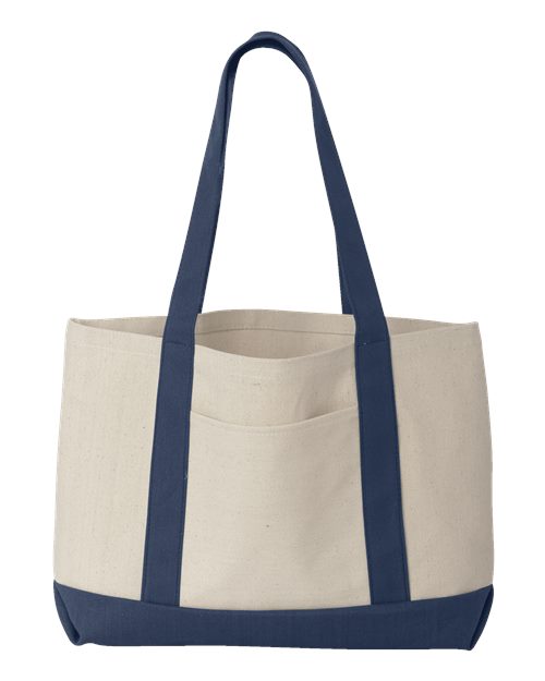 Leeward Boater Tote - Front - B71766650 - Natural/ Navy