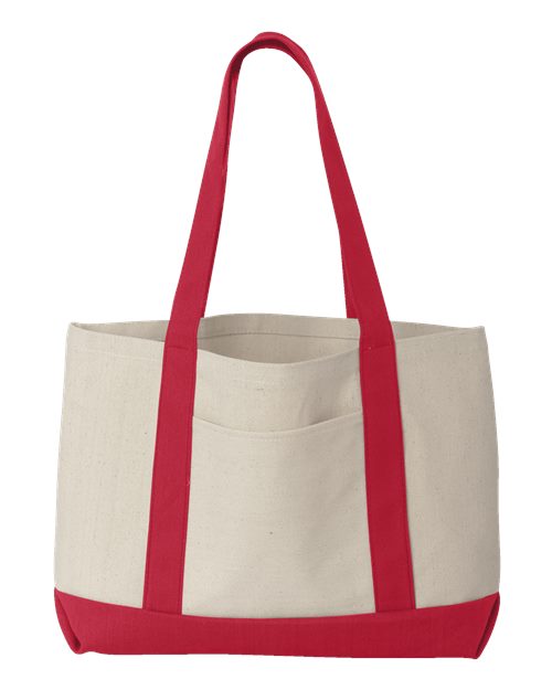 Leeward Boater Tote - Front - B71766700 - Natural/ Red