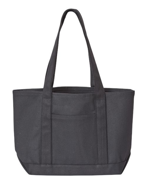 Windward Large Cotton Canvas Classic Resort Tote - Front - B72466510 - Black/ Black