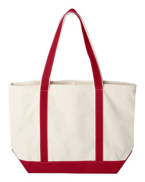 Carmel Classic XL Cotton Canvas Resort Tote - Back - B72566700 - Natural/ Red