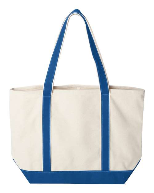 Carmel Classic XL Cotton Canvas Resort Tote - Back - B72566750 - Natural/ Royal
