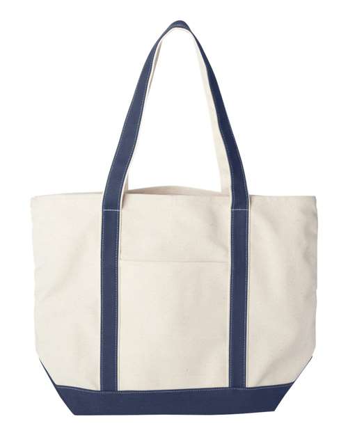 Carmel Classic XL Cotton Canvas Resort Tote - Front - B72566650 - Natural/ Navy