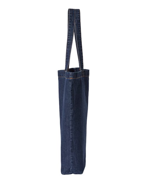 Cotton Denim Gusseted Tote Bag - DirectSide - B78166650 - Dark Blue Denim