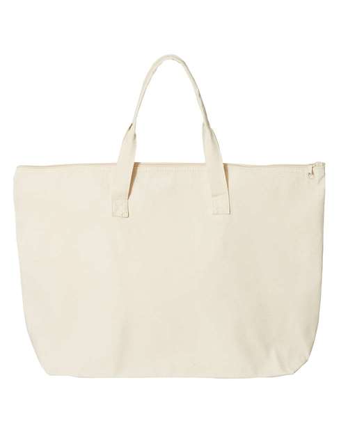 Tote with Top Zippered Closure - Front - B76866240 - Natural