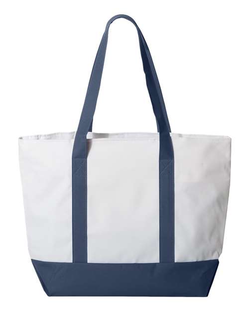 Bay View Giant Zippered Tote - Back - B70366650 - White/ Navy