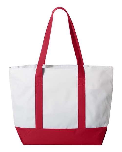 Bay View Giant Zippered Tote - Back - B70366700 - White/ Red