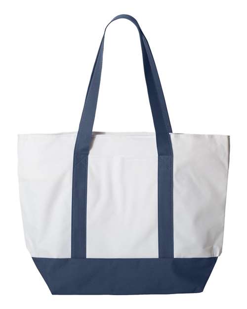 Bay View Giant Zippered Tote - Front - B70366650 - White/ Navy