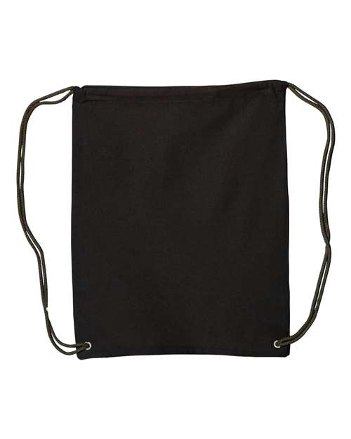 Canvas Drawstring Backpack - Front - B76366500 - Black