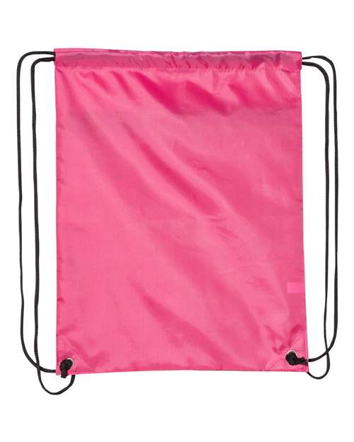 Zippered Drawstring Backpack - Back - B78266300 - Hot Pink