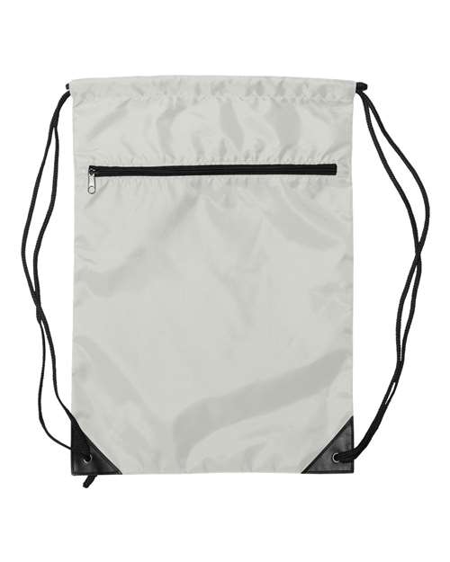 Zippered Drawstring Backpack - Front - B78266000 - White