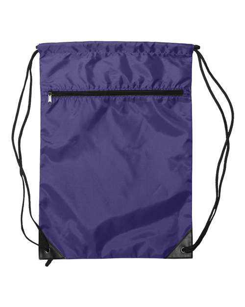 Zippered Drawstring Backpack - Front - B78266670 - Purple