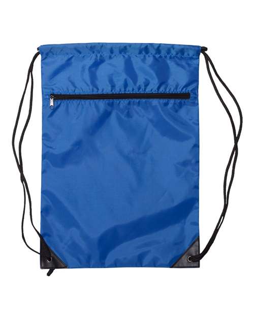 Zippered Drawstring Backpack - Front - B78266750 - Royal