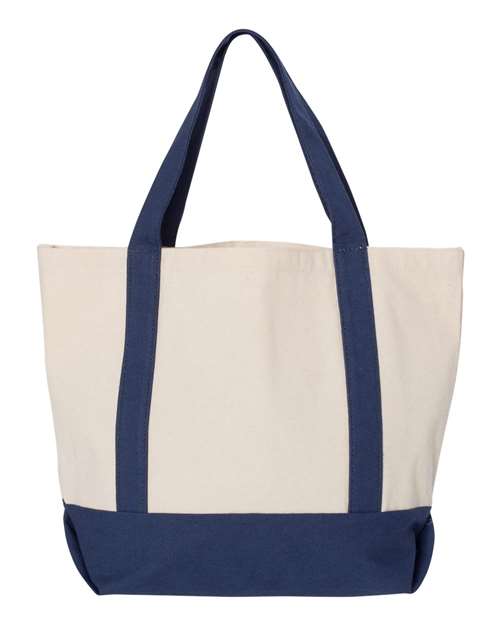 Seaside Boater Tote - Back - B18466650 - Natural/ Navy