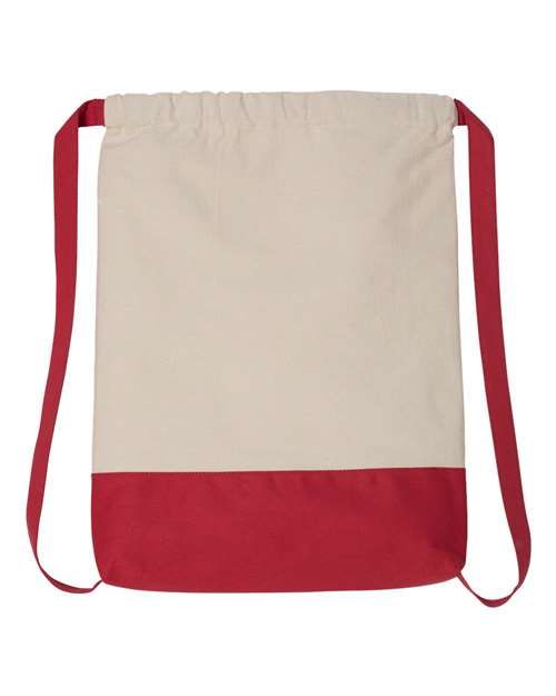 Drawstring Backpack - Back - B83266700 - Natural/ Red