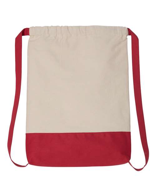 Drawstring Backpack - Front - B83266700 - Natural/ Red